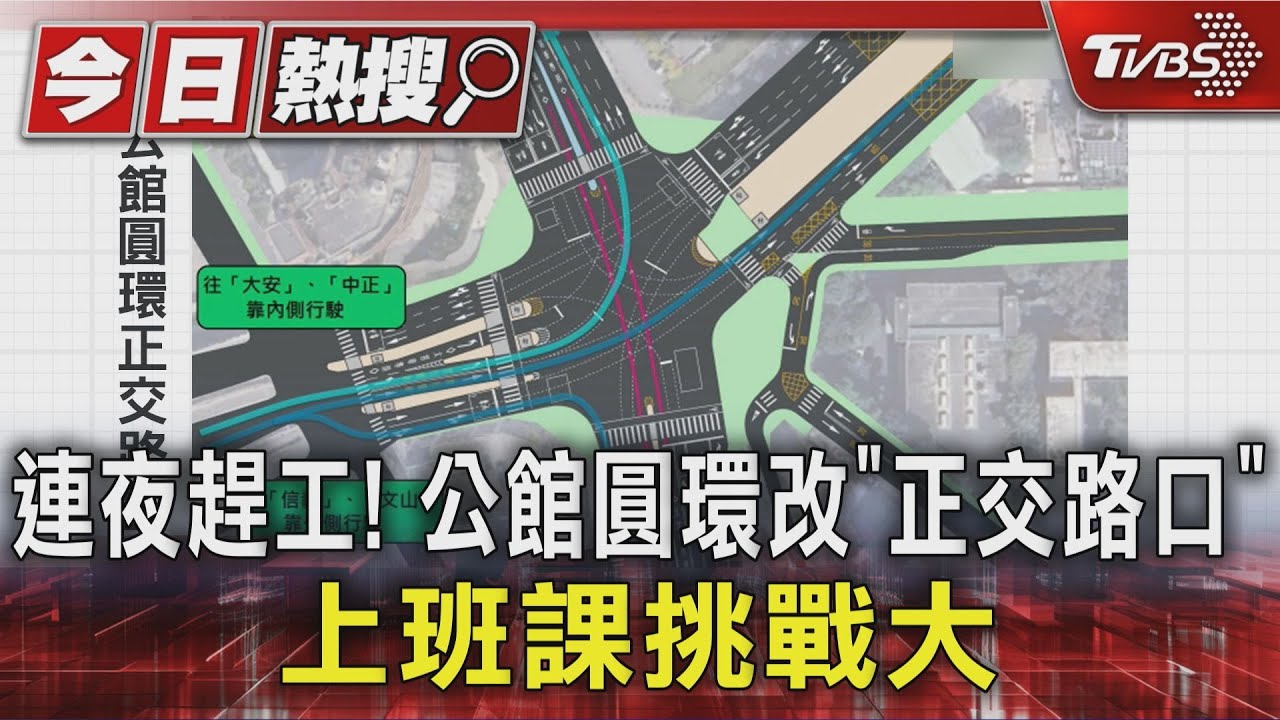 連夜趕工! 公館圓環改「正交路口」 上班課挑戰大｜TVBS新聞 @TVBSNEWS01