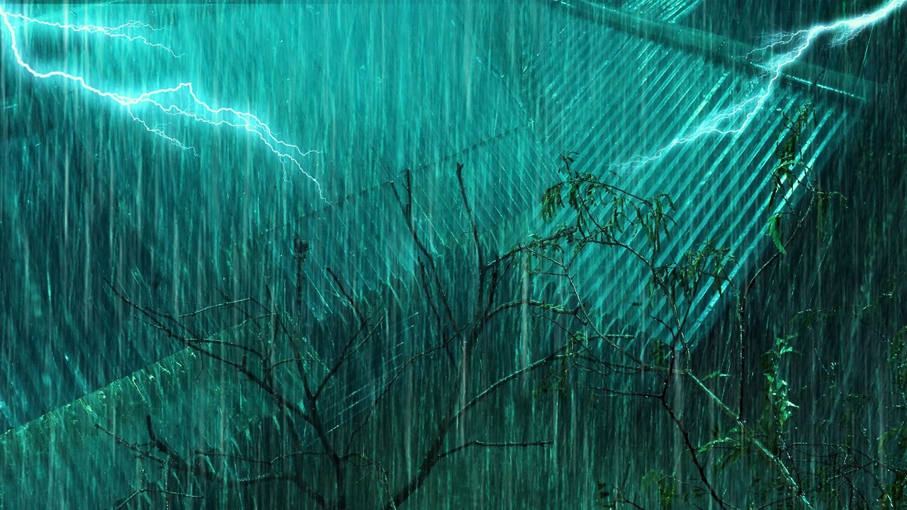Sleep Deeply in 3 Minutes with Heavy Showers & Fierce Thunder Sounds on Old Roof in Dark Night