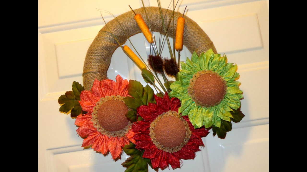 DIY Burlap Ribbon Flowers and Wreath