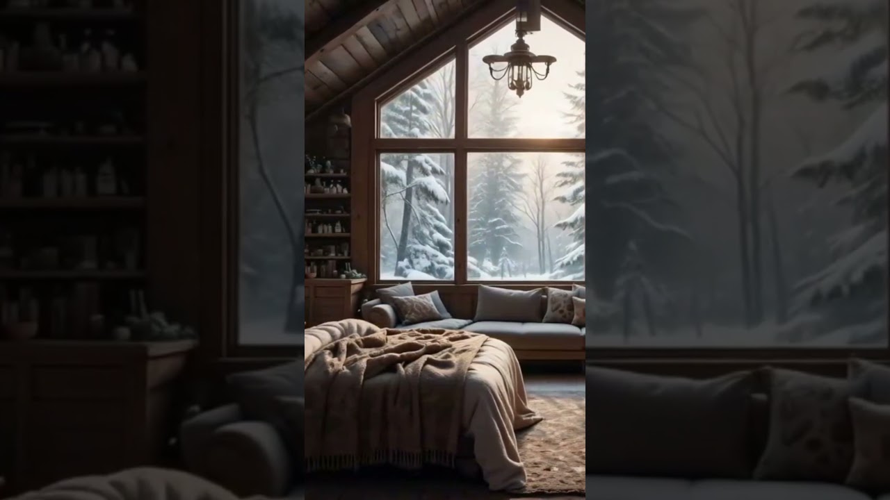 Cozy Winter Morning ❄🔥 Cabin Ambience | Peaceful Snowfall & Warm Aesthetic Vibes