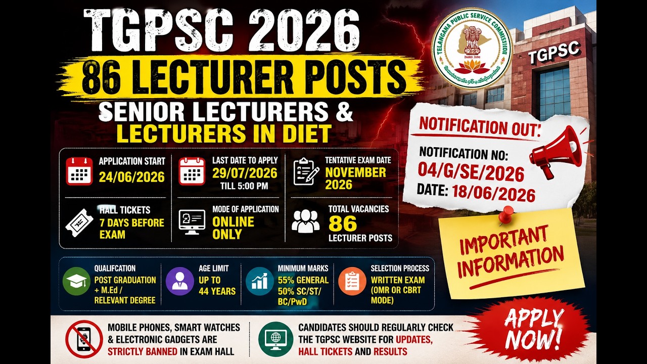 🔥 TGPSC Recruitment 2026 &ndash; Important Notification Summary