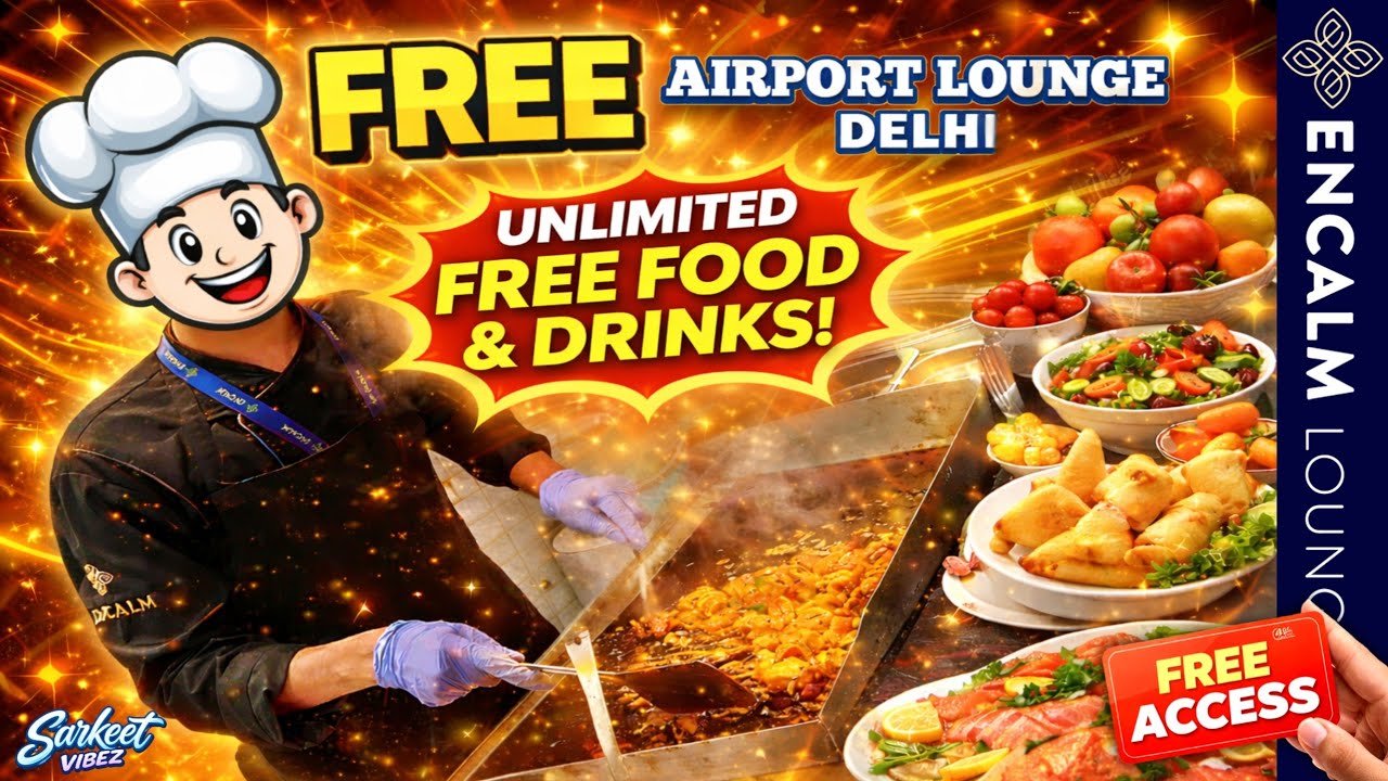 FREE Unlimited Food at Delhi Airport Lounge 🍔✈️ Here&rsquo;s How ! #FreeLounge #FreeFood