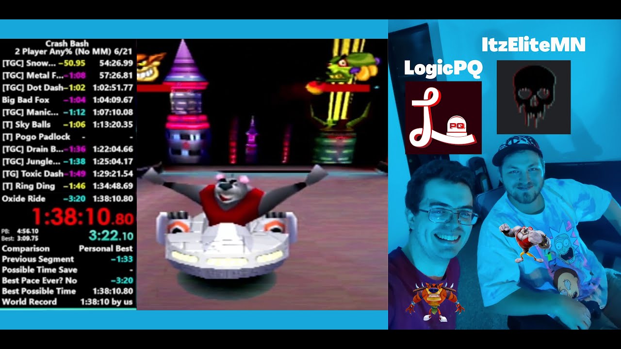 Crash Bash 2 Player Any% Speedrun in 1:38:10 [WR]