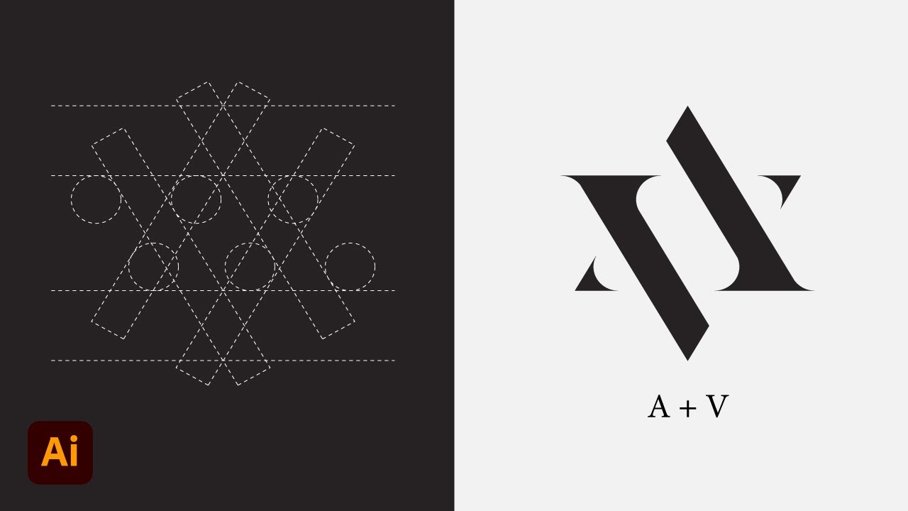 Cara membuat logo monogram inisial A V di adobe illustrator