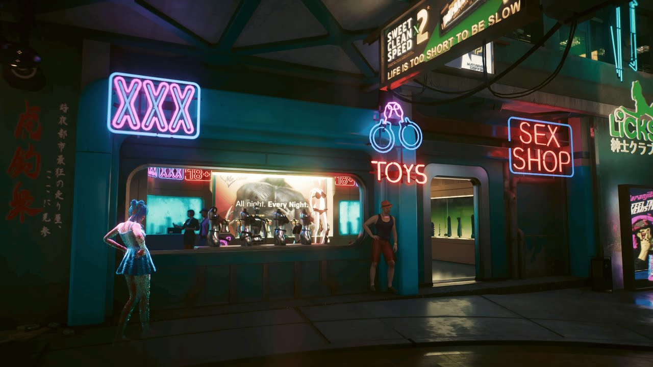 A Night Stroll Through Cherry Blossom Market & Jig Jig Street | Cyberpunk 2077 (4K Ultra)