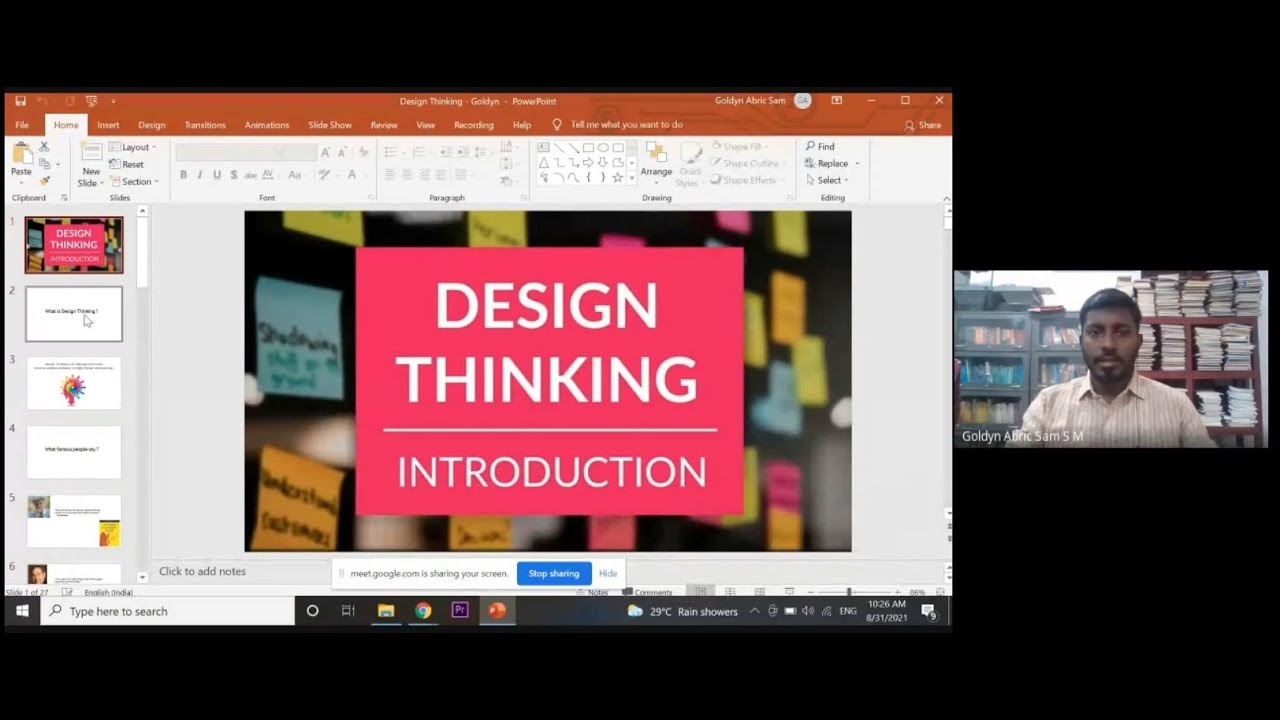 Webinar on Design Thinking by Goldyn Abric Sam on 31-08-2021