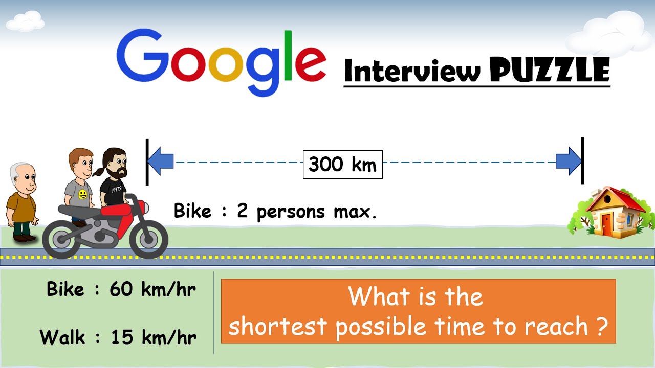 Google Interview Riddle - 3 Friends Bike and Walk || Logic and Math Puzzle