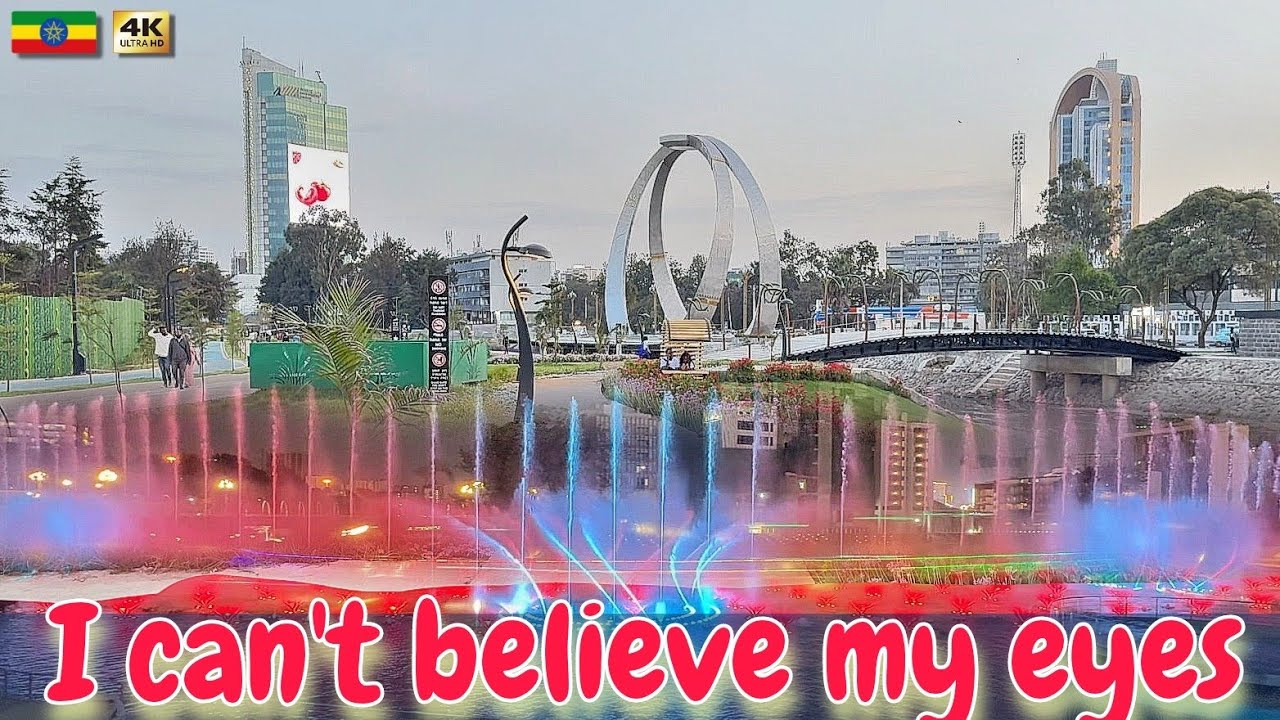 Unbelievable: Addis's Modern Fountain Choreography and calm walk 🇪🇹 Ethiopia walking Tour 2026