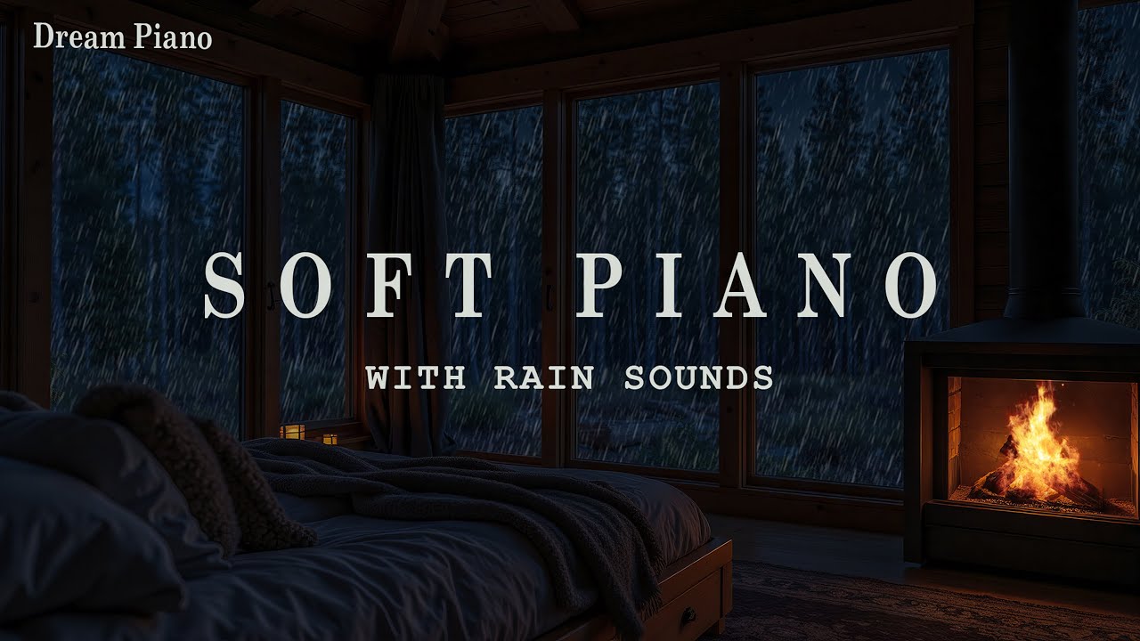 Relaxing Piano and Soft Rain Sounds 🌧️🎹 Sleep Music in a Peaceful Bedroom Ambience for Stress Relief