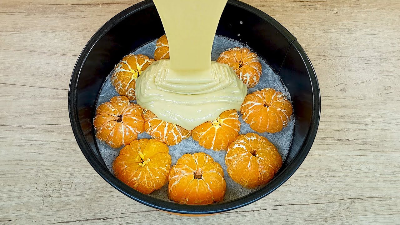 быстрый рецепт мандаринового торта, очень легкий и вкусный торт # 022