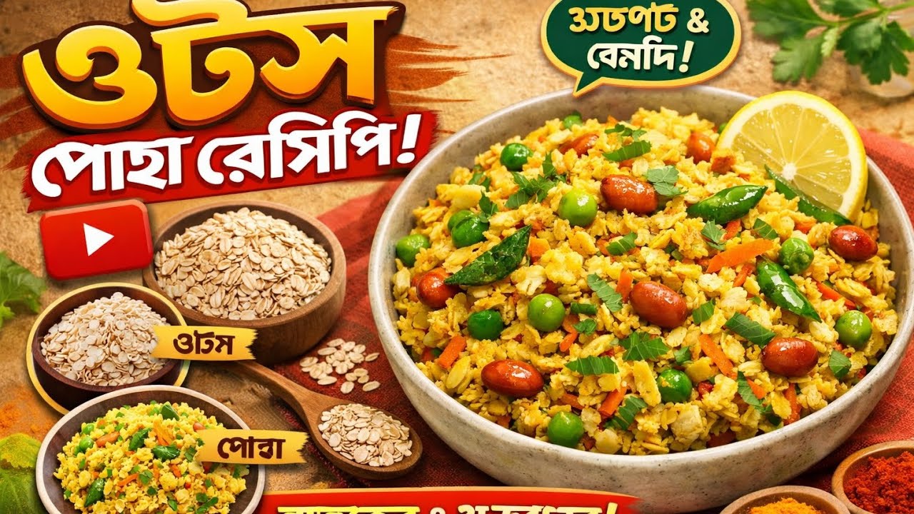 ৫ মিনিটে হেলদি ওটস পোহা রেসিপি | ঝটপট ব্রেকফাস্ট আইডিয়া | Oats Poha Recipe