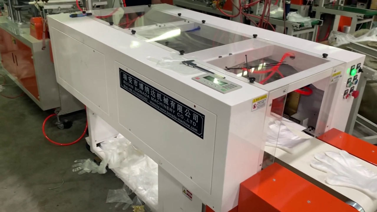 Full automatic high speed plastic film hand glove making machine