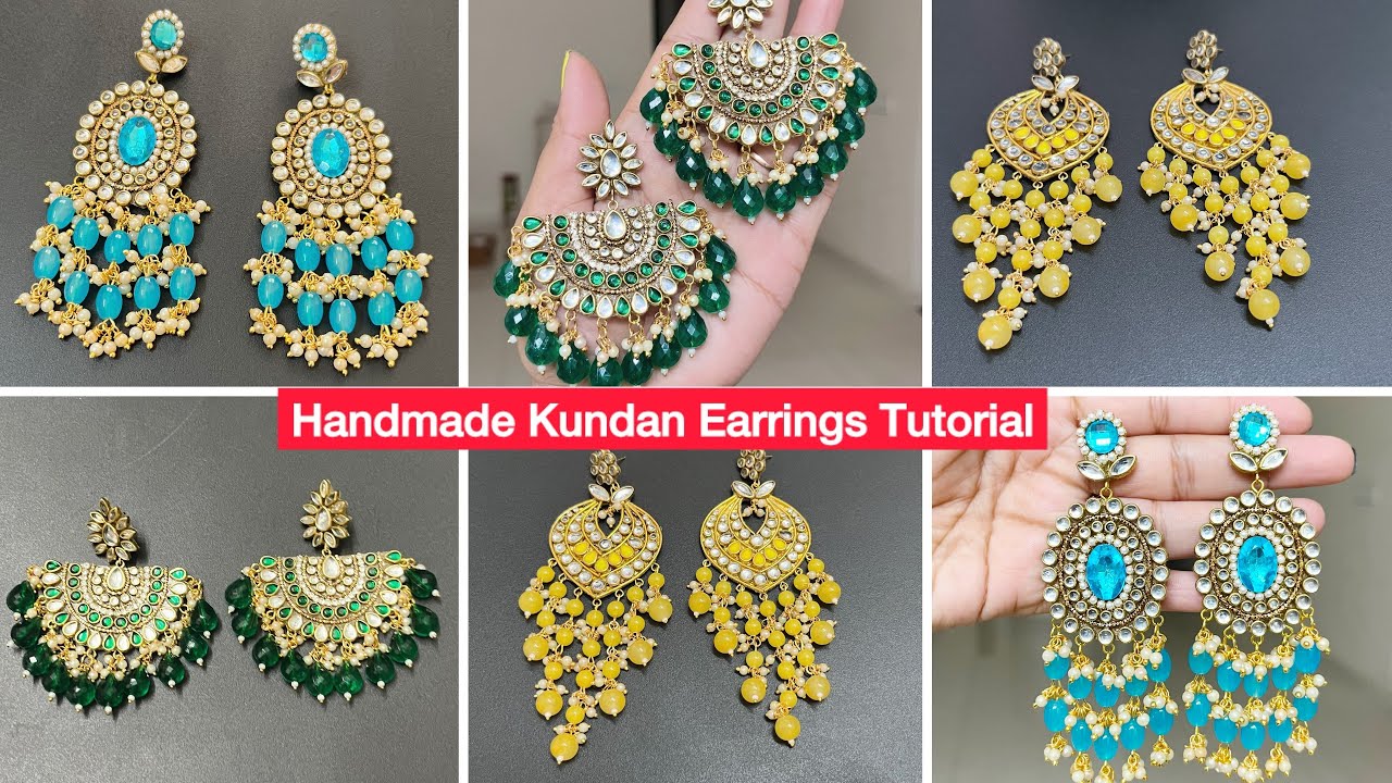 Kundan Earrings making | HandmadeJewellery Bridal jewellery || 5 minutes jewellery Ideas