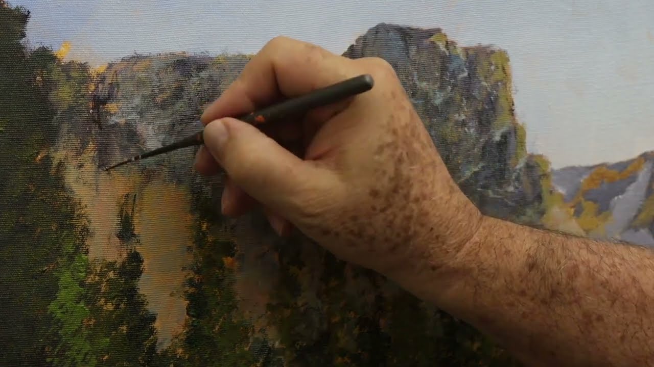 Mastering a Majestic Rocky Mountain Landscape Painting: Background and Mountain 1