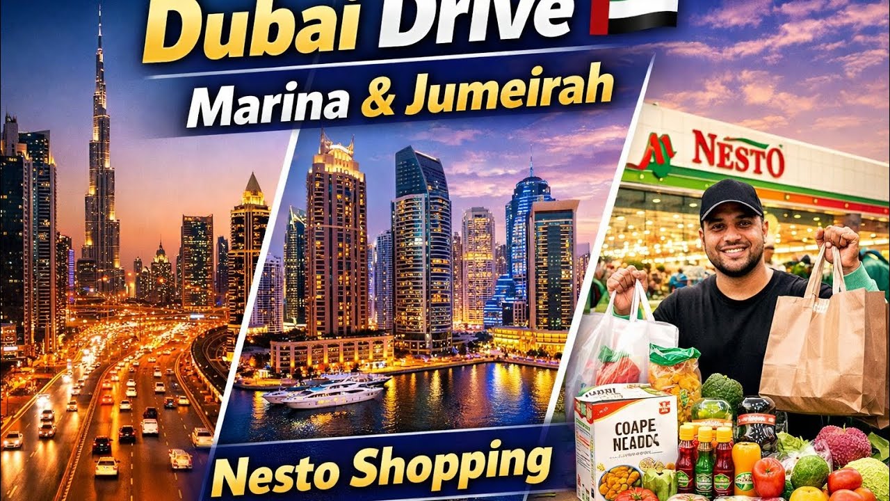 Dubai 🇦🇪 Drive | Sheikh Zayed Road to Marina & Jumeirah | Beautiful City Drive and Nesto Market ♥️