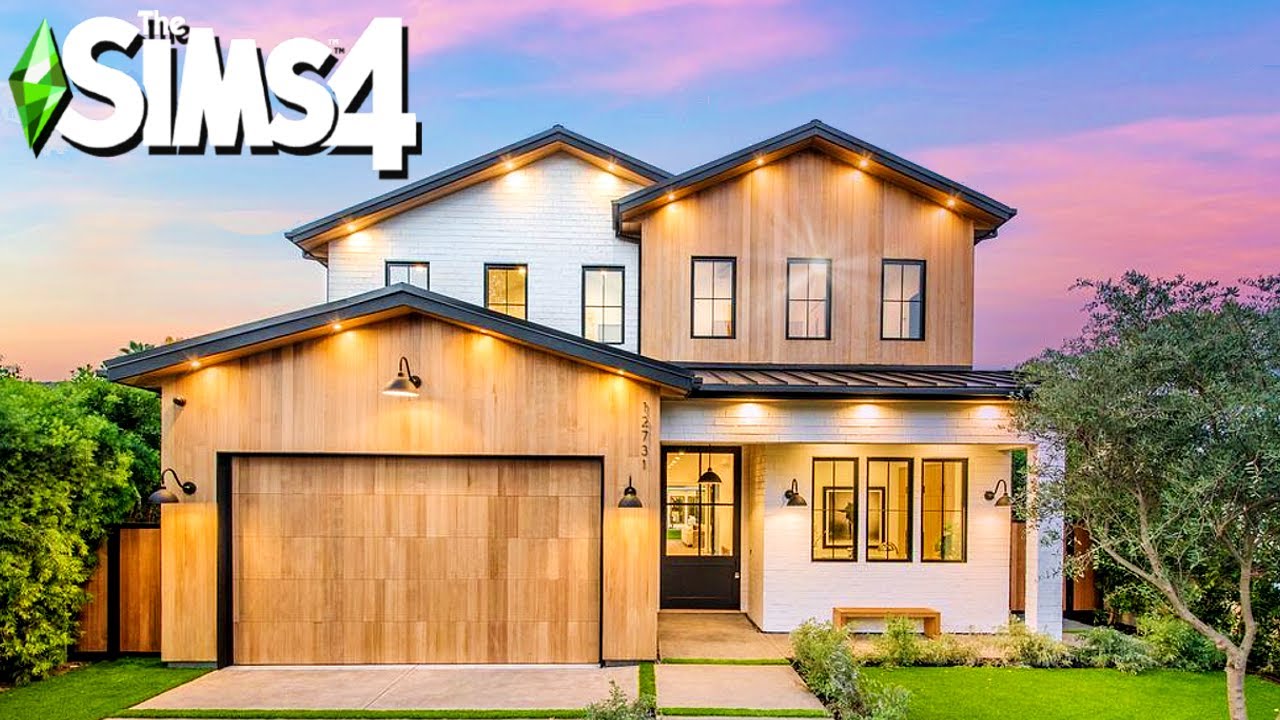 Studio City Modern Farmhouse ~ Curb Appeal Recreation: Sims 4 Speed Build (No CC)