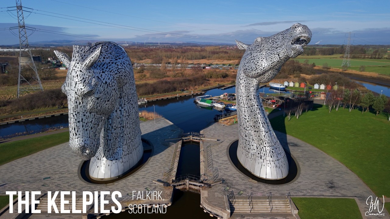 The Kelpies The Helix, Falkirk, Scotland Day & Night - UK Cinematic 4K DJI Drone
