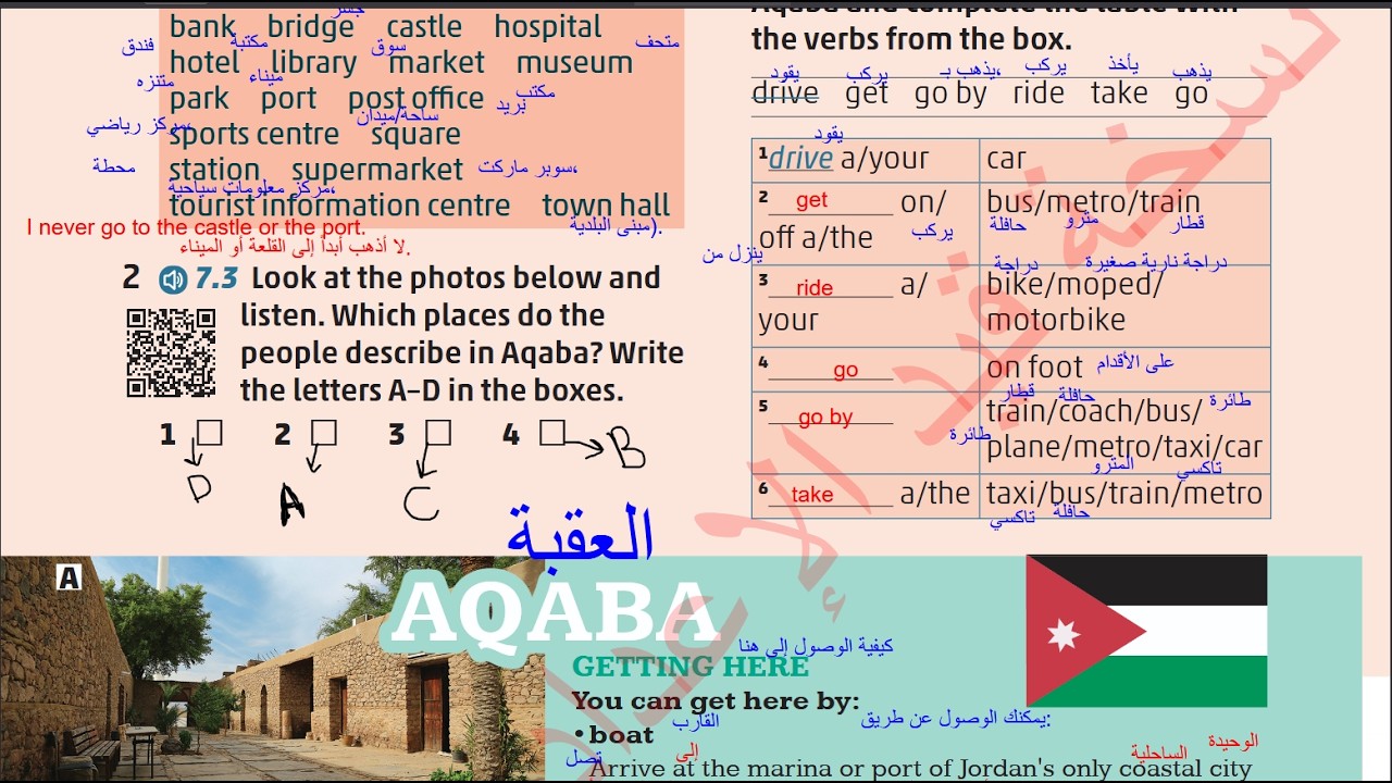 الصف الثامن انجليزي كتاب الطالب صفحه 18 المنهاج الجديد ( الفصل الثاني ) Jordan High Note