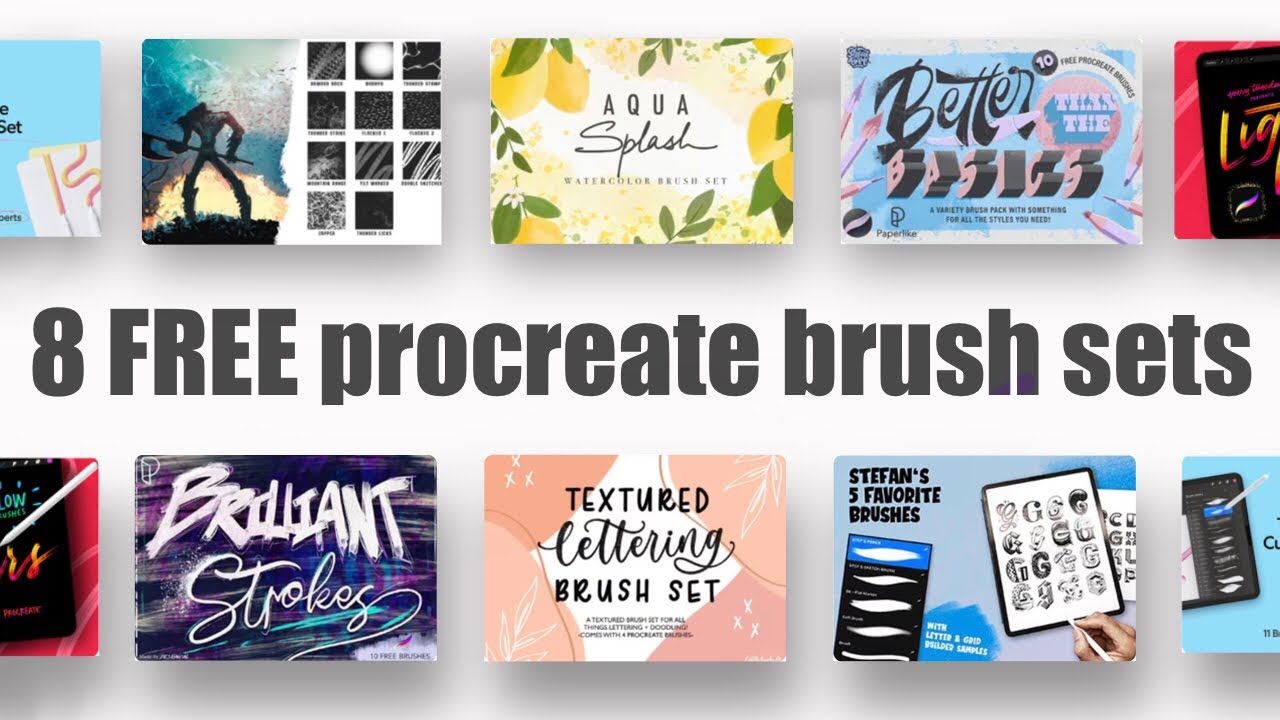 Eight FREE procreate BRUSH SETS - made by successful artists 🤯😍