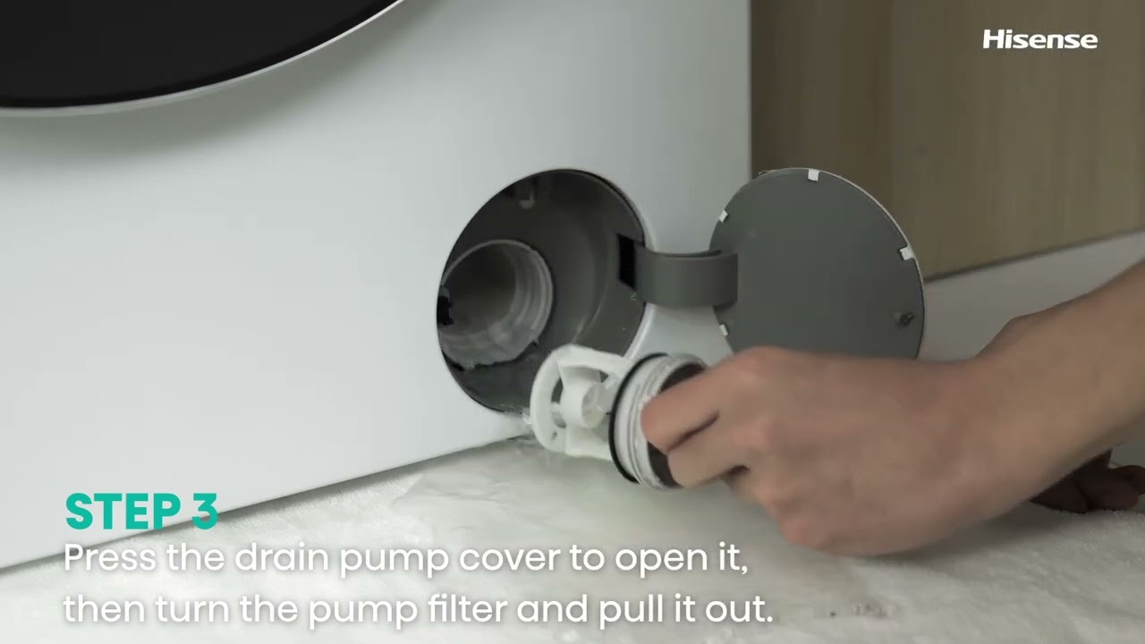 How to clean the drain pump filter on a Hisense washing machine