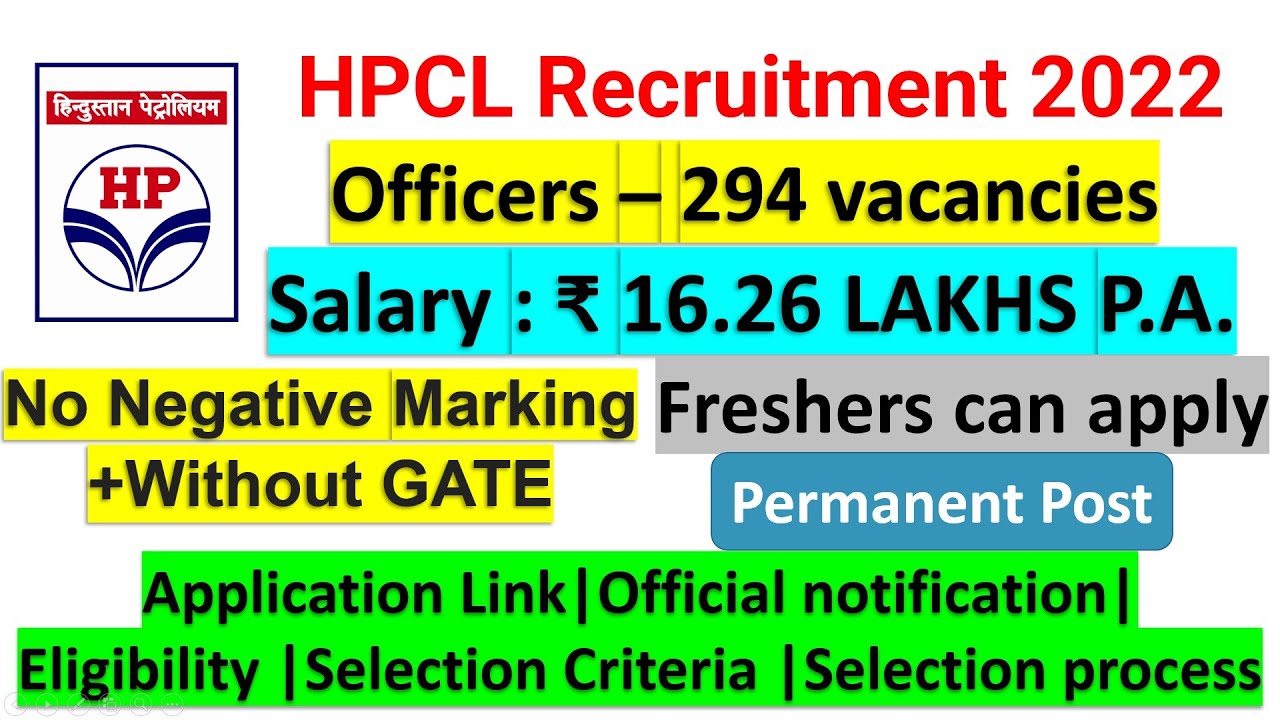 HPCL Recruitment 2022 | Hindustan Petroleum Corporation Limited Recruitment 2022 | HPCL Notification