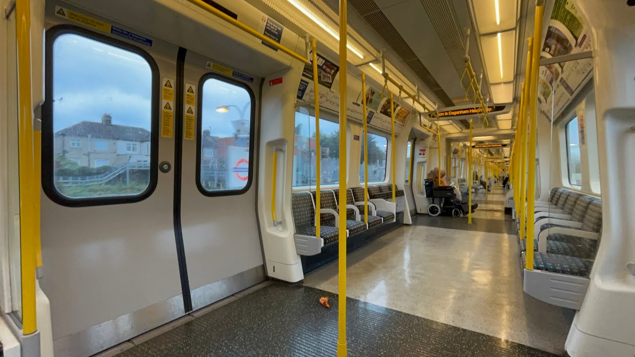 London Underground District line ride: Dagenham East - Becontree( S7 Stock ) 