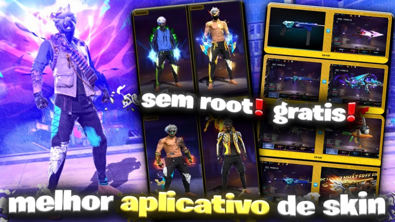 SEM CLICKBAIT!!! MELHOR APLICATIVO DE SKIN (ANT BAN, SEM ROOT) FREE FIRE NORMAL e FREE FIRE MAX