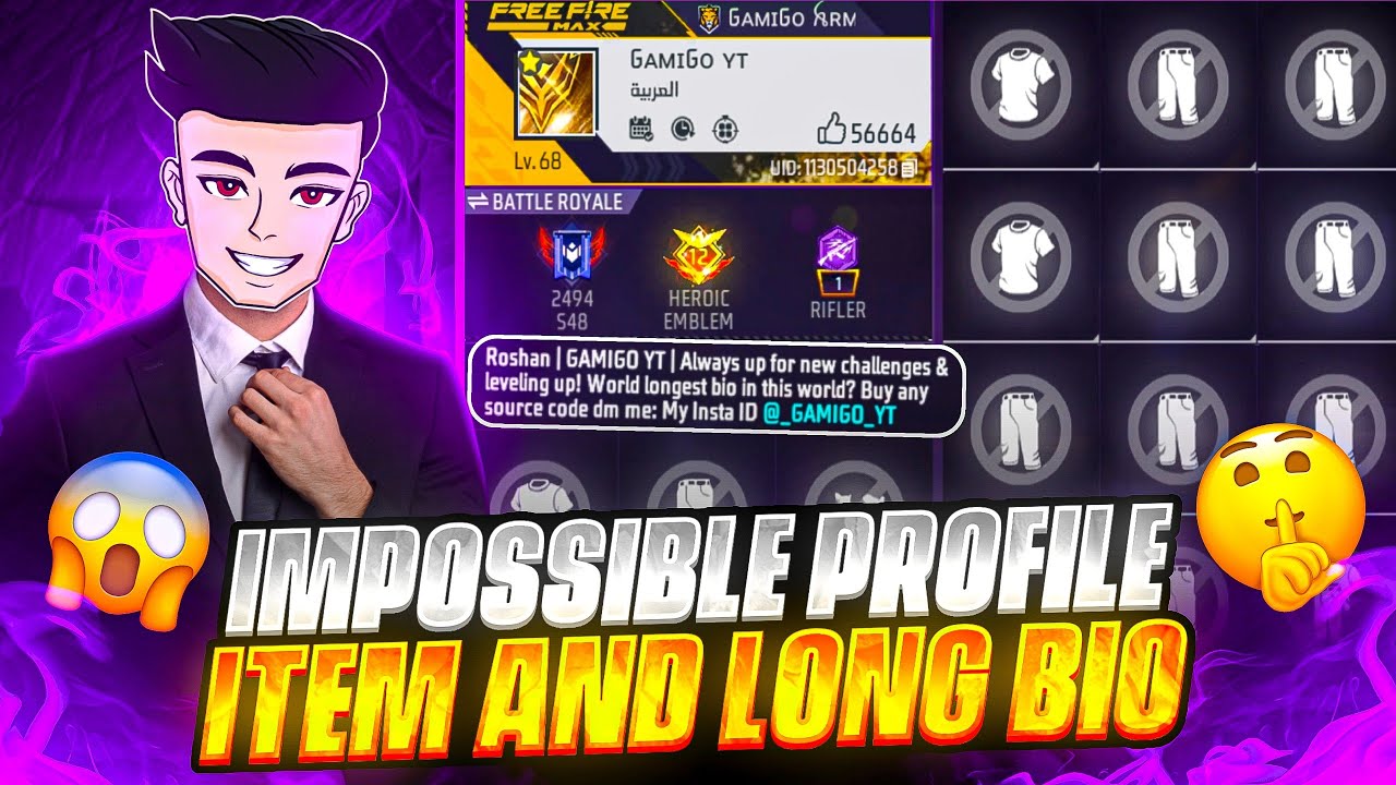 Free Fire Impossible Profile Item Trick Reveal | Long Bio Secret 2025 😱