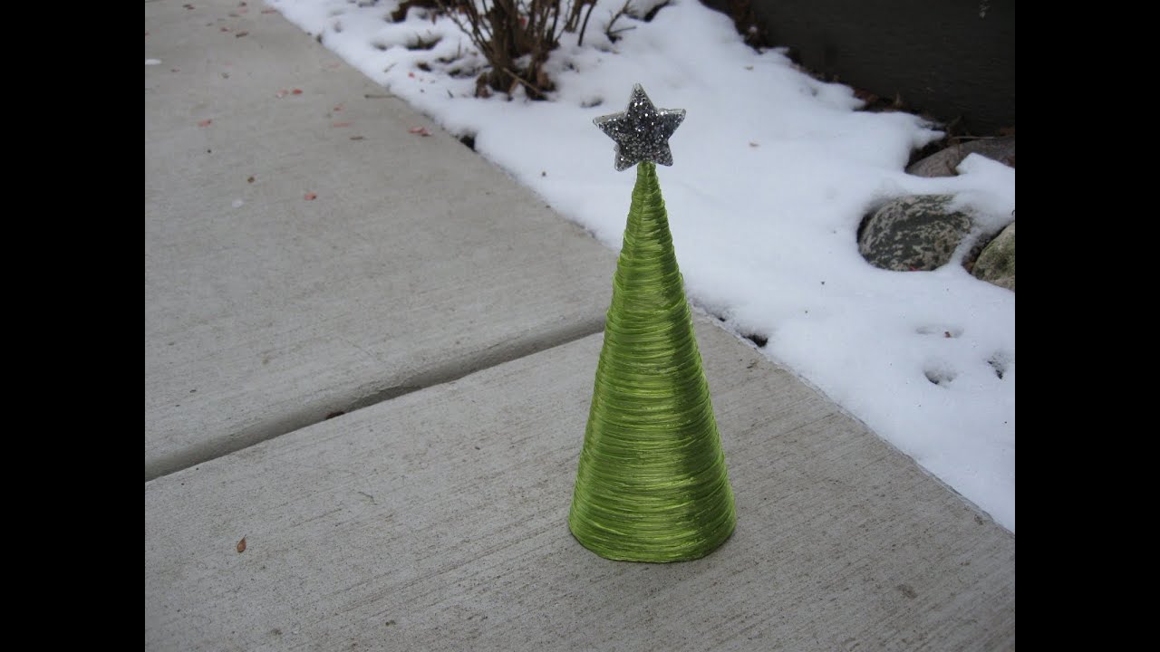 Raffia Cone Christmas Tree Craft Tutorial