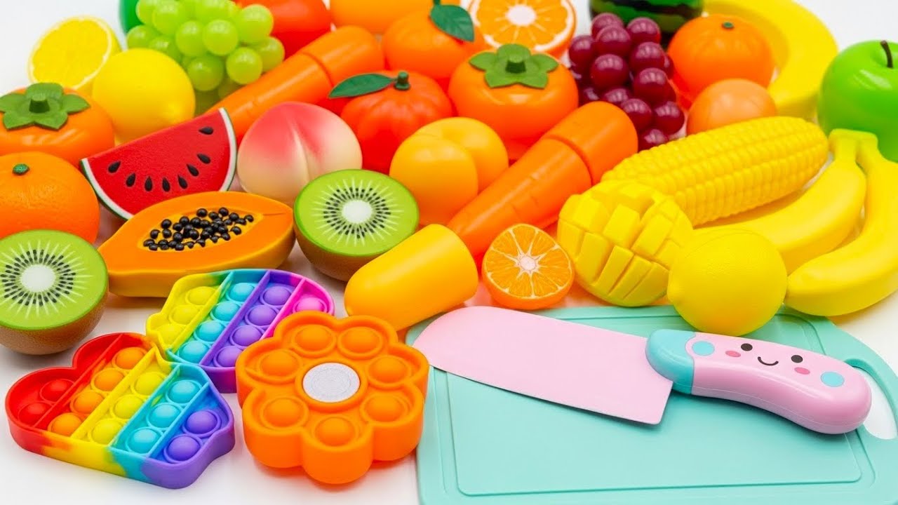 ASMR おままごと トントン♪おもちゃ 果物 カット音 Cutting Fruits Sounds ASMR with Satisfying Board Sound