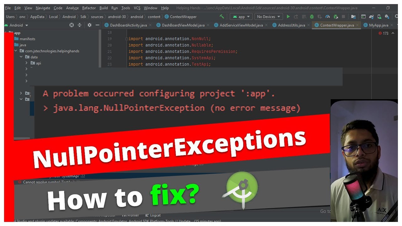 java.lang.nullpointerexception android studio new project does not run | the cracker