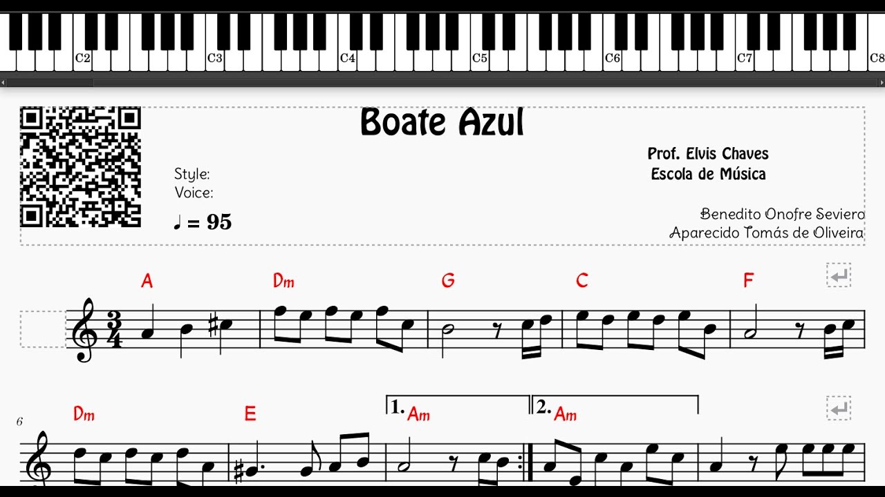 🎼 Boate azul - 6059 - Milionário e José Rico - Tutorial Partitura Fácil