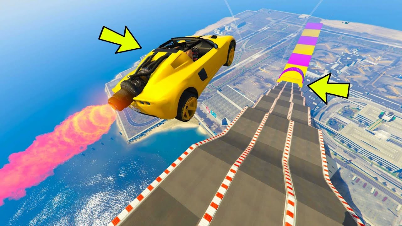GTA 5 ONLINE 🐷 MEGA RAMPA ASFALTICA 9000% VELOCITA' ESTREMA !!! 🐷 DAJE !!