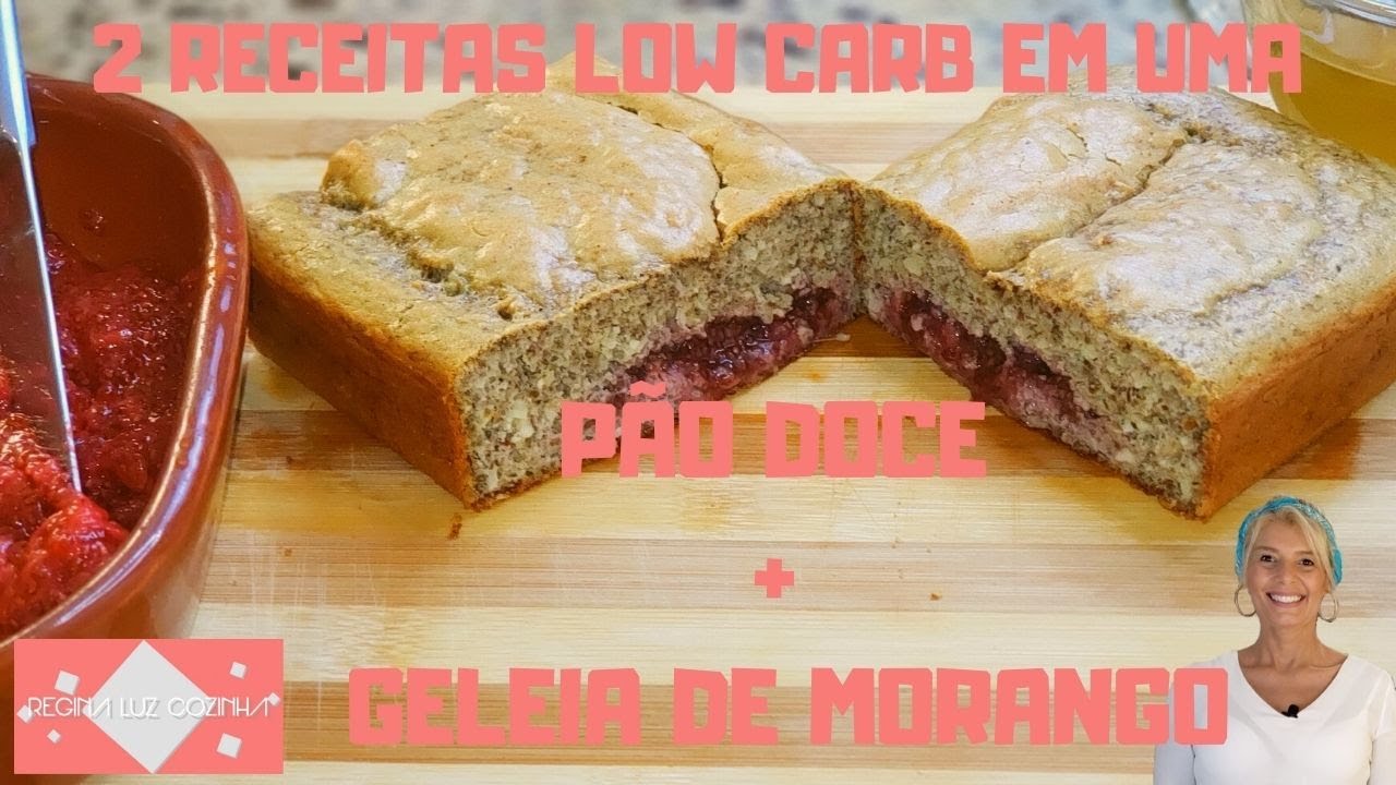 Pão Doce Low Carb com Recheio de Geleia de Morango (2 Receitas em Uma)