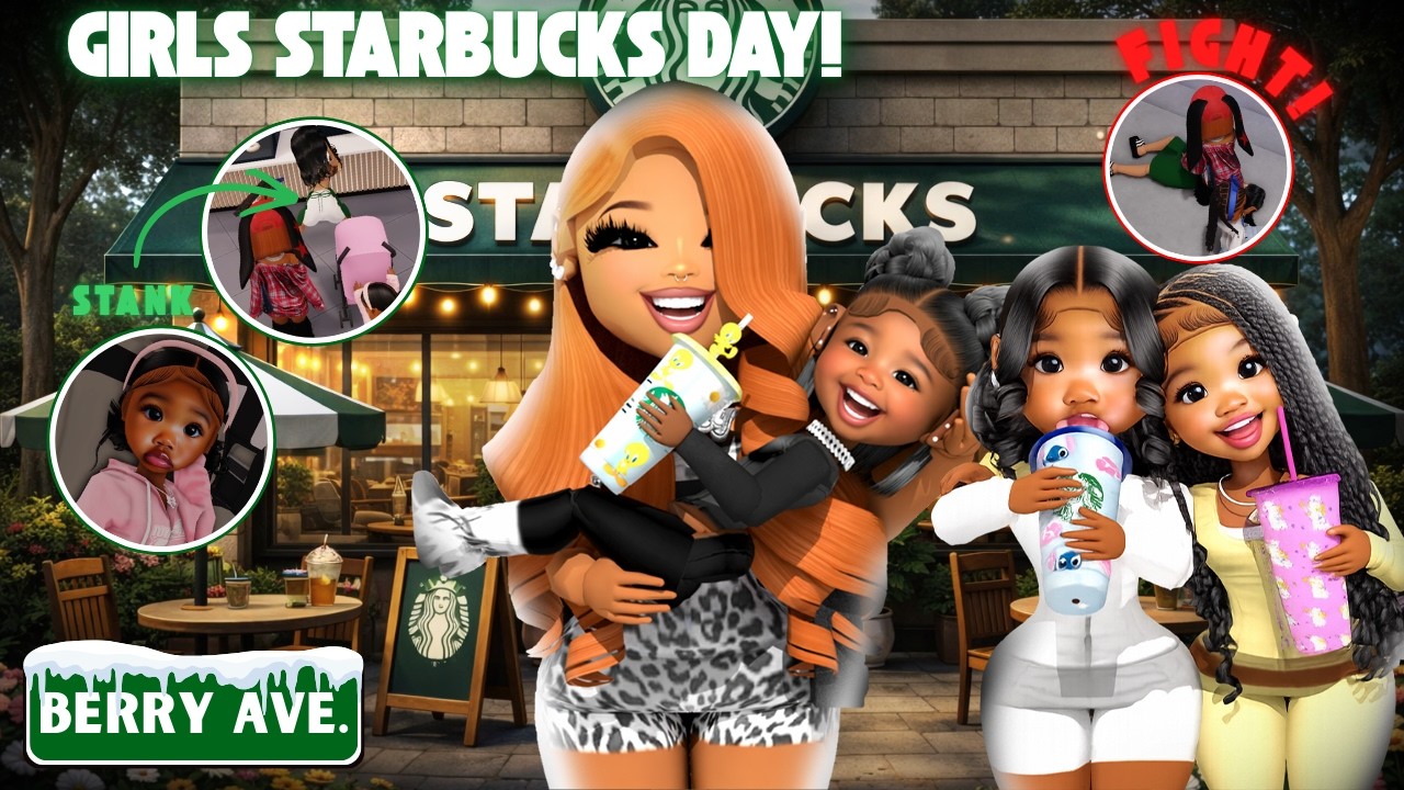 ☕ GIRLS STARBUCKS DAY!! *FIGHT* *GHETTO* ♡ | Berry Ave Family Roleplay #roblox #berryave