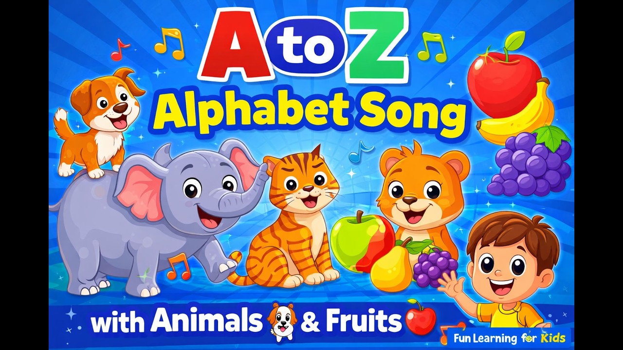 ABC Song with Animals and Fruits  A to Z Learning for Kids  Preschool & Kindergarten