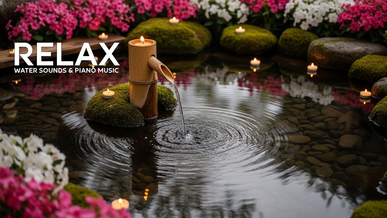 Bamboo Flowing Water & Soft Piano | Quiet Night Relaxation