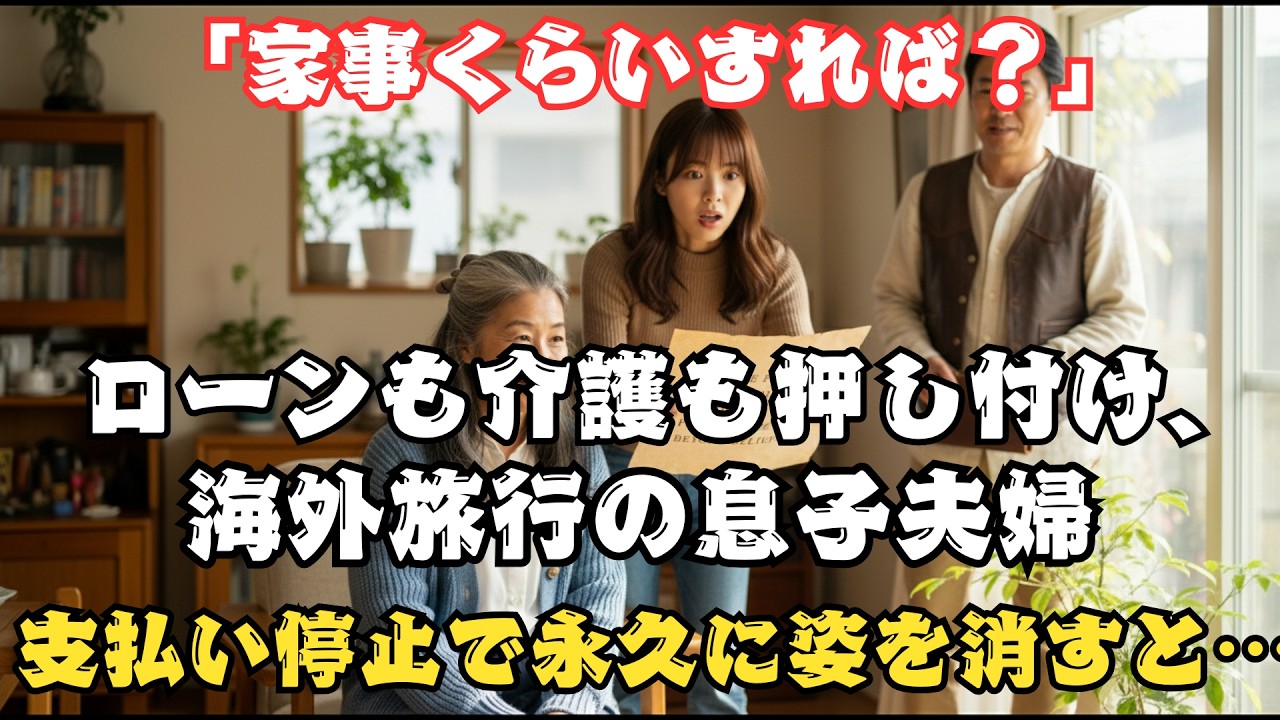 二世帯住宅のスポンサーを追い出した代償。「無理なら出てけ」と笑う息子夫婦が旅行中、月13万のローン支払い停止＆完全ドロンで地獄に落とす！【60代以上の方へ】.
