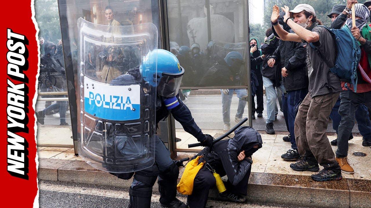 Italian Protesters Clash With Police During Strike Over Gaza
