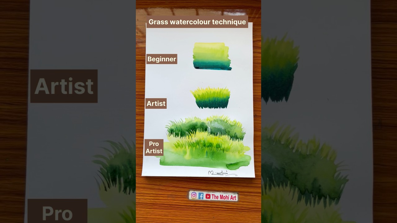 Grass watercolour technique | how to draw grass | #shots  #reels #grass