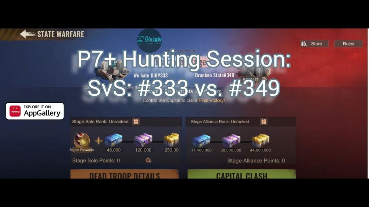 State of Survival: P7+ Hunting session  - SvS #333 vs. #349. 2M troops lost in 30 mins! 🔥🔥🔥