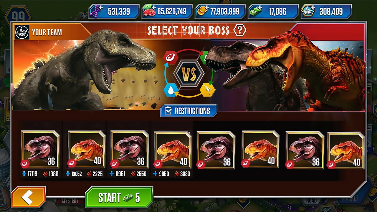 New Heroic Rexy vs T Rex & T Rex Gen 2 | Fight || Jurassic World The Game