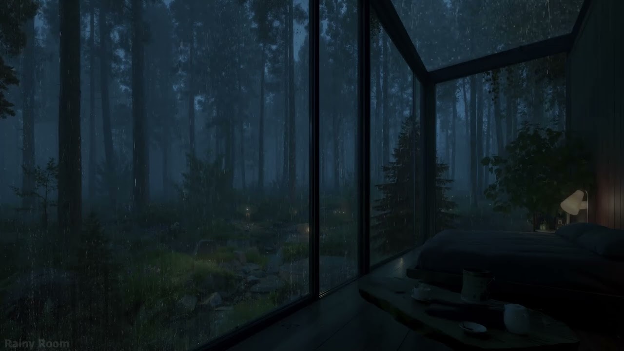 Rain Sounds in a Dark Bedroom (No Ads) Calm Night Ambience | Deep Sleep, Focus & Meditation