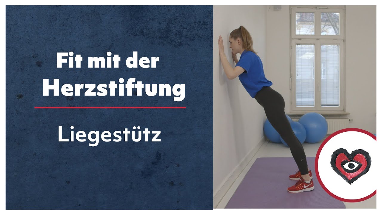 Fit mit der Herzstiftung - Liegestütz an der Wand
