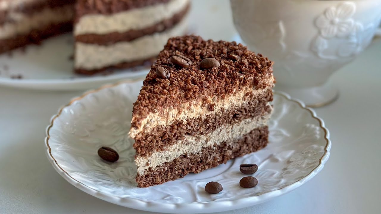 Диетический кофейный торт с чиа кремом! Без масла, сахара и муки!