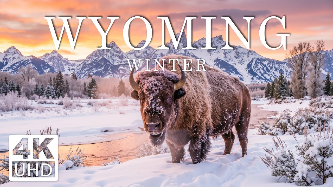 Wyoming 4K - Wild Winter Frontiers of Grand Teton Peaks, Snowy Plains & Frozen Valleys
