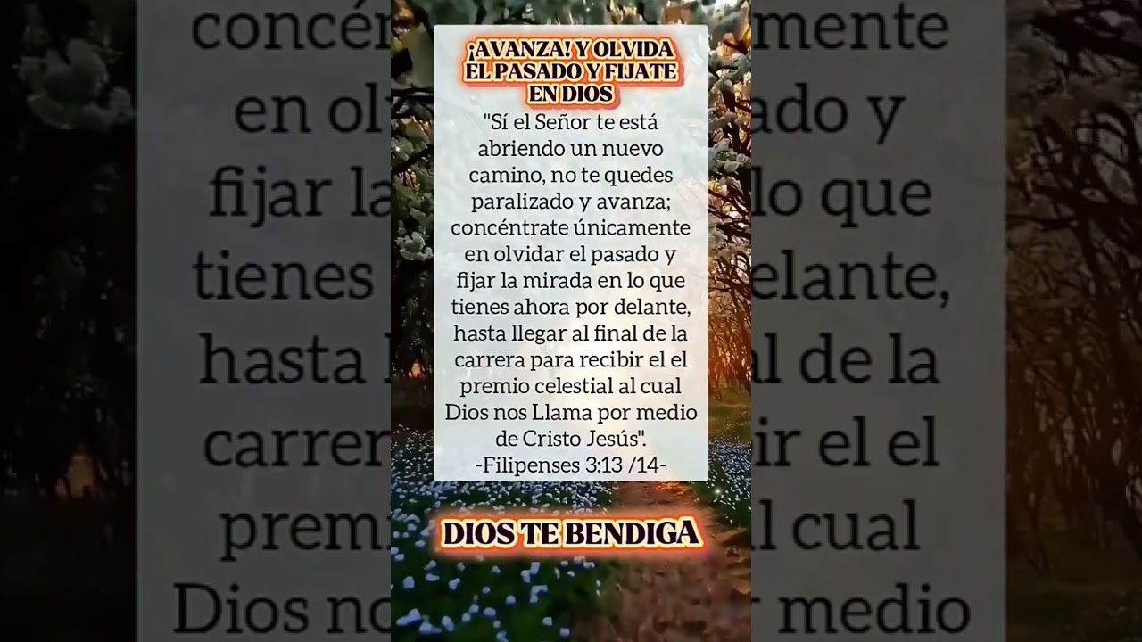 Avanza y olvida el pasado Fíjate en Dios 🙇🙏🛐🙌
