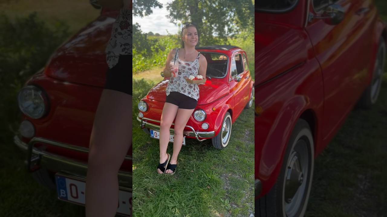 Drive in time 🍓 #shortsvideo #cargirl #carshorts #car #fiat #fiat500 #oldtimer #shorts #strawberry