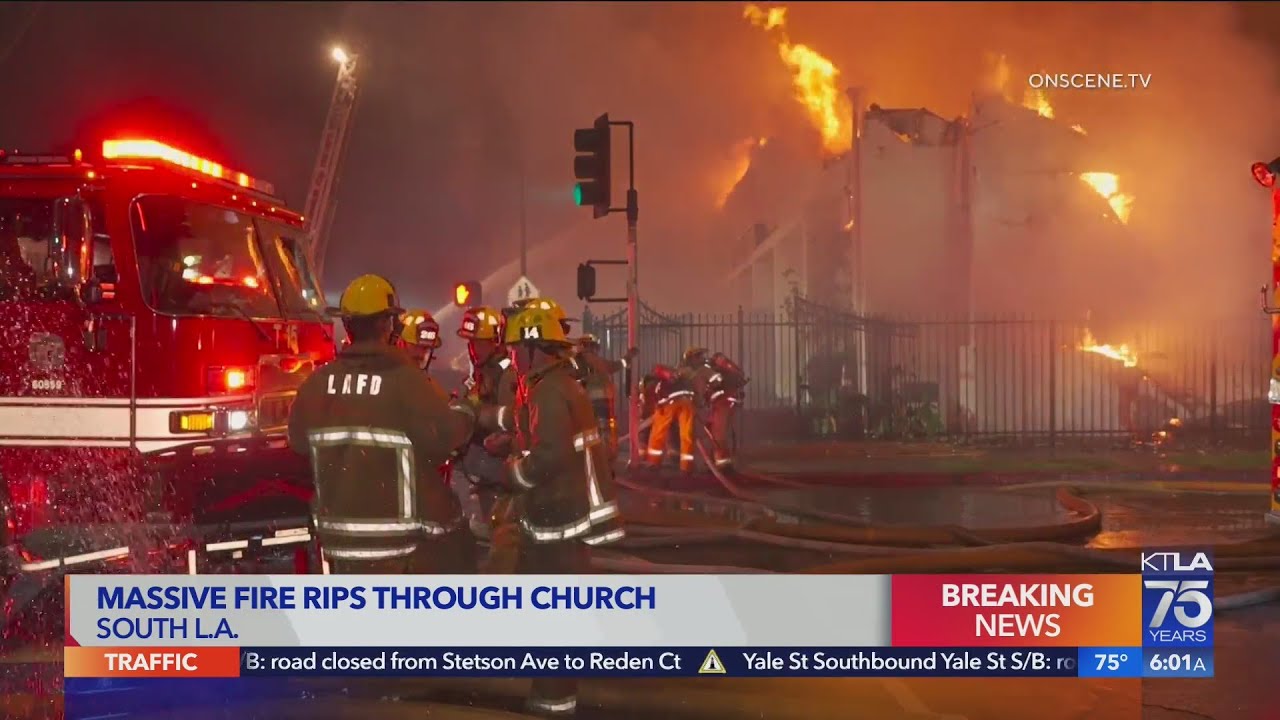 100 year old church destroyed by fire: 3 firefighters injured