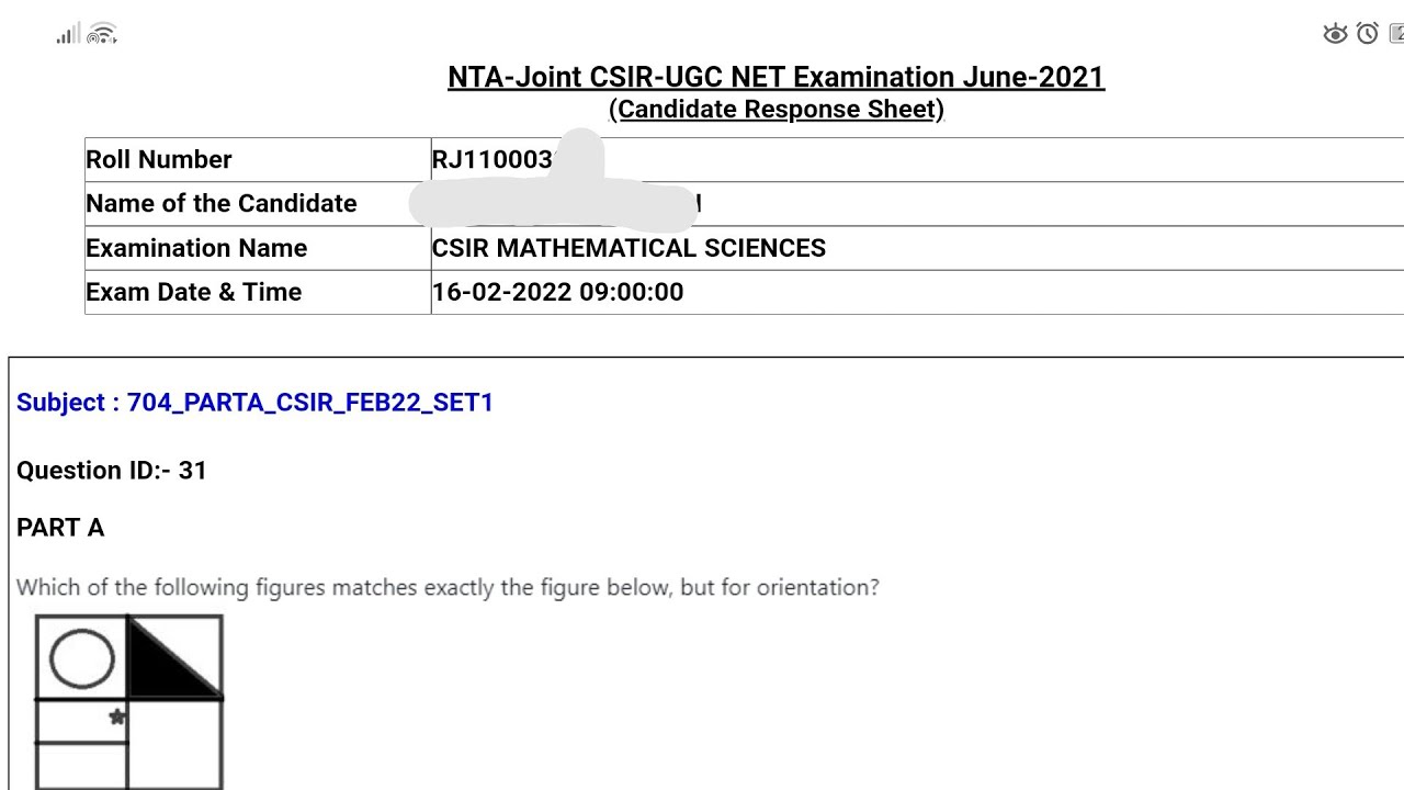OFFICIAL ANSWER KEY | CSIR NET MATHEMATICAL SCIENCES | 16 फरवरी 2022